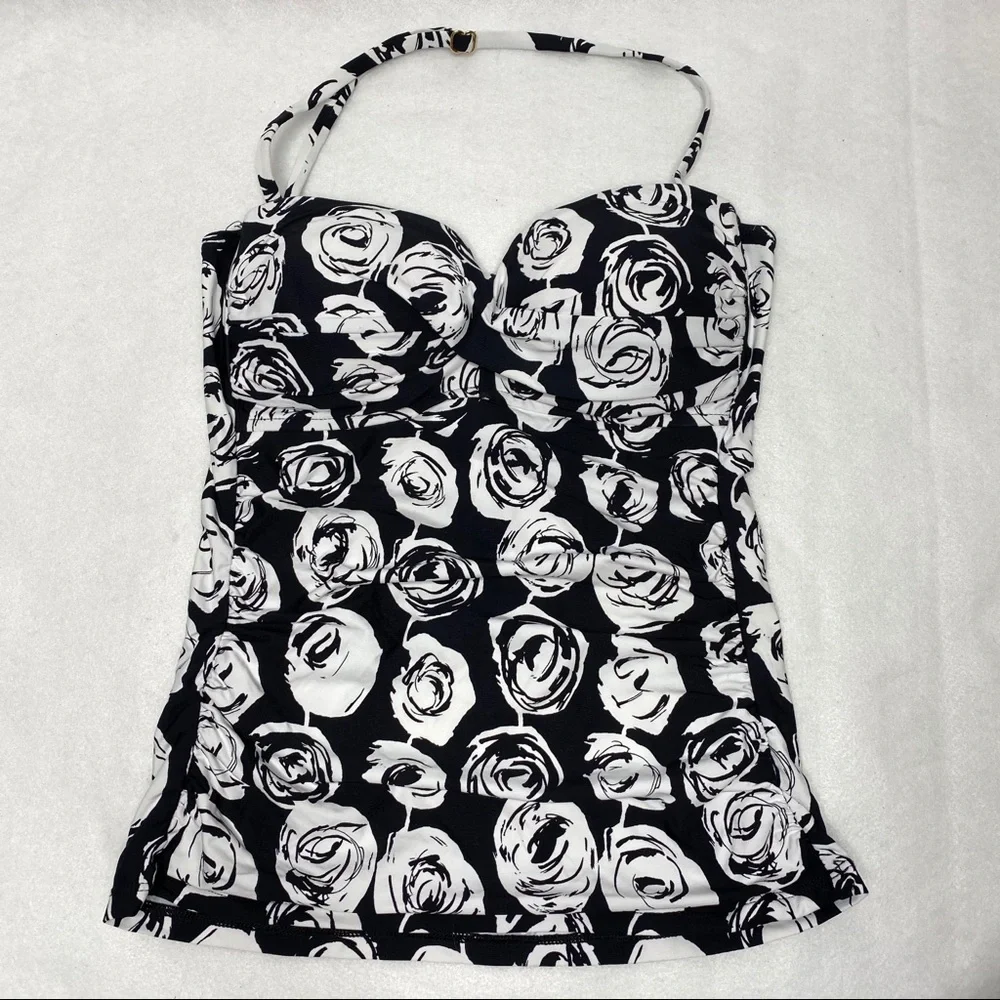 Anne Cole Coming Up Roses Twist Front Tankini XS - Picture 2 of 3